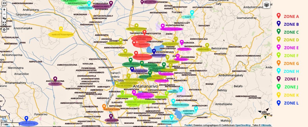 Carte des zones de livraison